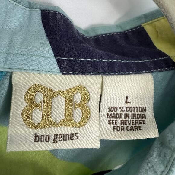 Boo Gemes Uni Shirt Women Size Large Colorful Artsy Pattern Cotton Popover Tunic - Picture 7 of 8